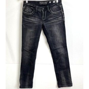 Miss Me Denim Brand Sunny Skinny Black Jeans Low Rise Dark Wash Size 28
